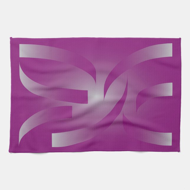Magenta ribbons tea towel (Horizontal)
