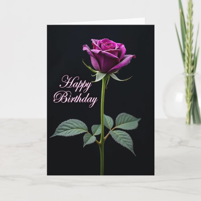 Magenta Rose Birthday Card (Front)