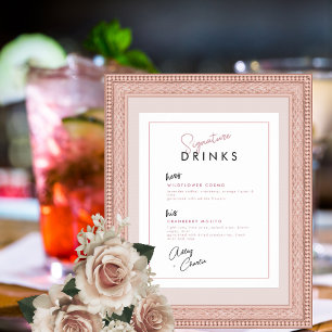 Magenta Rose Black Signature Drink Wedding Sign