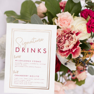 Magenta Rose Gold Foil Signature Drink Sign