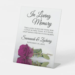 Magenta Rose In Loving Memory Wedding Memorial Pedestal Sign