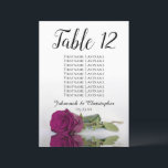 Magenta Rose Wedding Table Seating Chart Large<br><div class="desc">These beautiful table number cards will make it easy for your guests to find their seats at your wedding reception. They feature a simple yet elegant design with script calligraphy lettering and a single long-stemmed cassis purple, magenta, or berry coloured rose lying on its side reflecting in water. The card...</div>