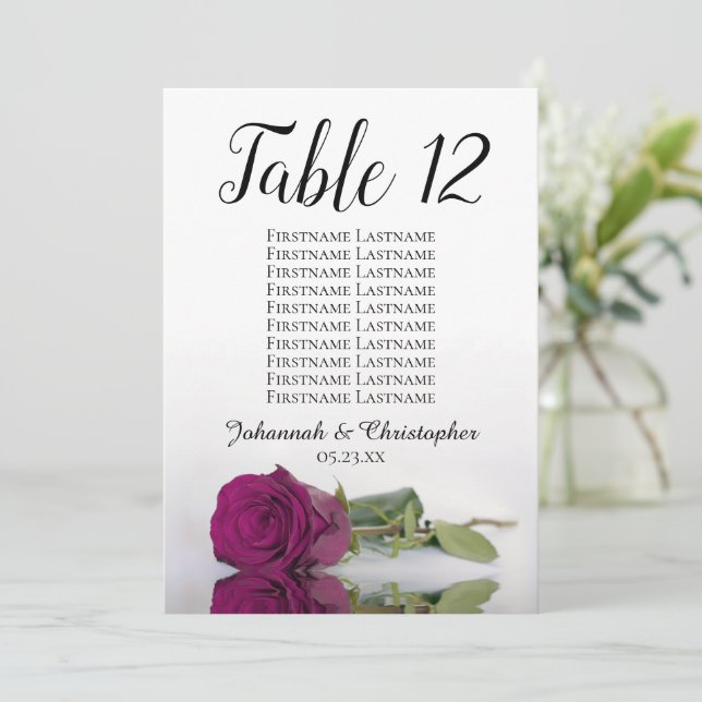 Magenta Rose Wedding Table Seating Chart Large (Standing Front)