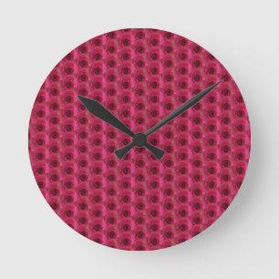 Magenta Roses Round Clock
