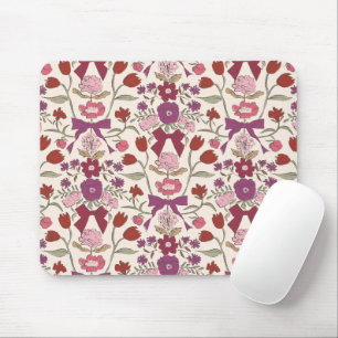 Magenta Rustic Bows and Blossoms Mouse Mat