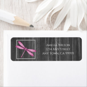 Magenta Rustic Dragonfly Return Address Label