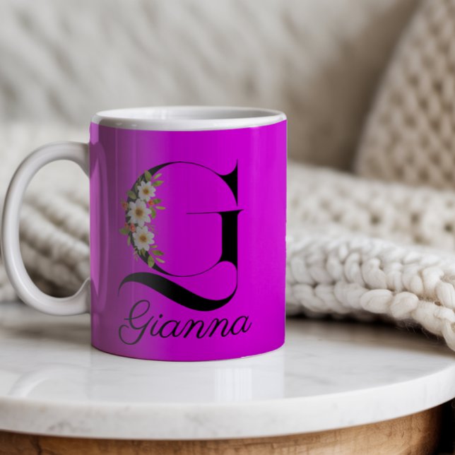 Magenta rustic watercolor monogram Mug (Creator Uploaded)
