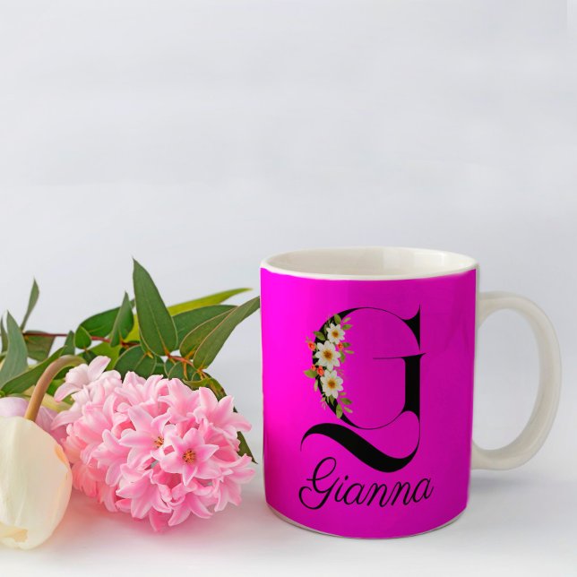 Magenta rustic watercolor monogram Mug (Creator Uploaded)