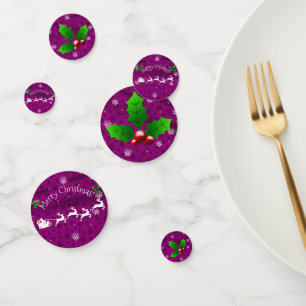 Magenta Santa's Sleigh and Reindeer Table Confetti