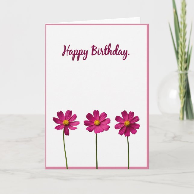 Magenta Script Birthday Card (Front)