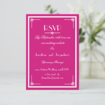 Magenta script email website Wedding RSVP Card