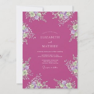 Magenta Serene Floral Wedding Invitation