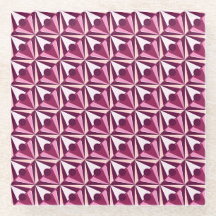Magenta Shapes Glass Coaster