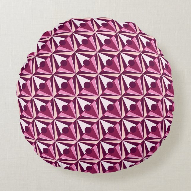 Magenta Shapes Round Cushion (Front)
