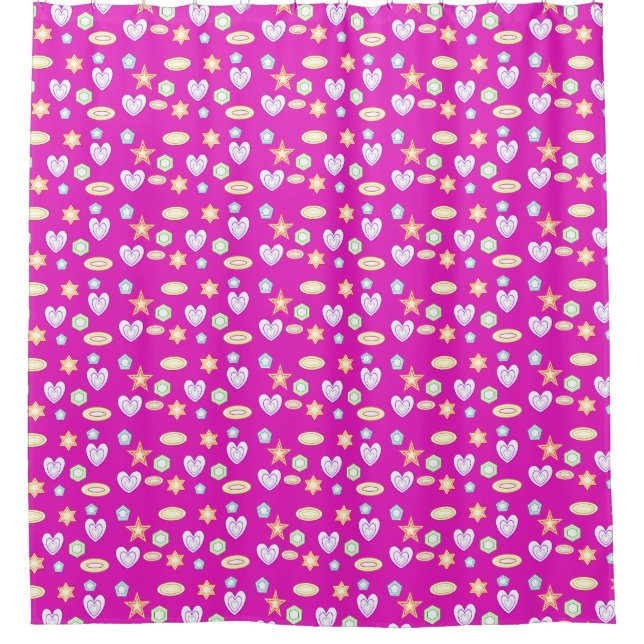 Magenta Shapes  Shower Curtain (Front)
