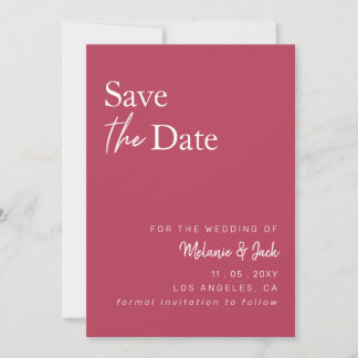 Magenta Simple Calligraphy Photo Save The Date
