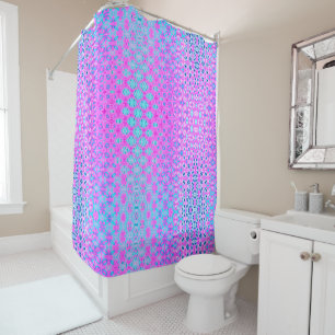 Magenta, Sky Blue and Navy Geometric Shower Curtain