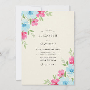 Magenta Sky Peony Wedding Invitation