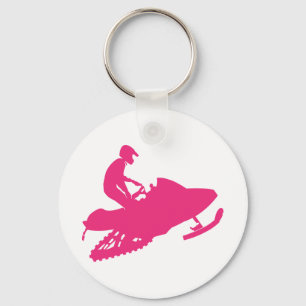 Magenta-Snowmobiler Key Ring