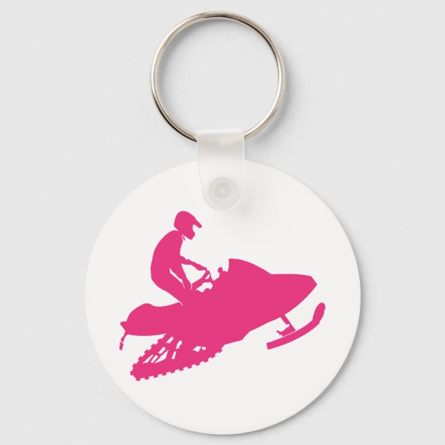 Magenta-Snowmobiler Key Ring (Front)