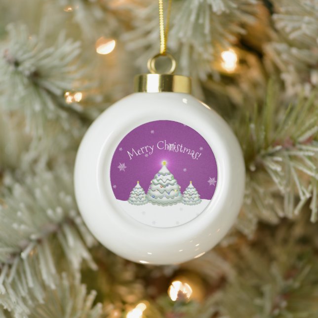 Magenta Snowy Christmas Tree Framed Ornament (Tree)
