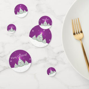 Magenta Snowy Christmas Tree Table Confetti