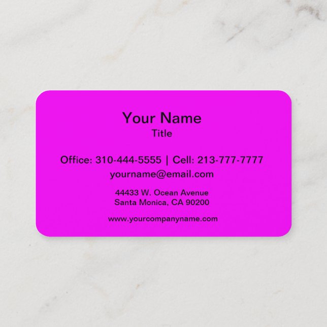 Magenta Solid Colour Business Card (Back)