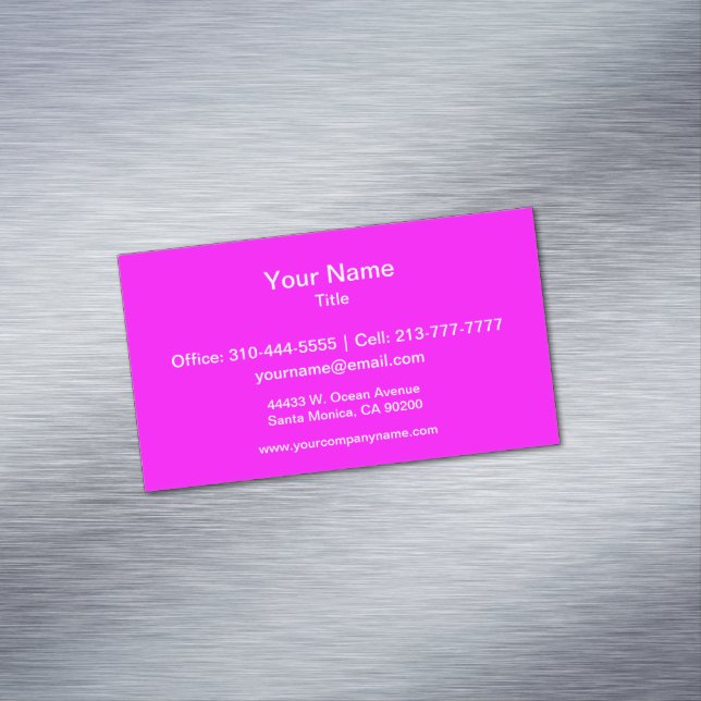 Magenta Solid Colour Magnetic Business Card (In Situ)