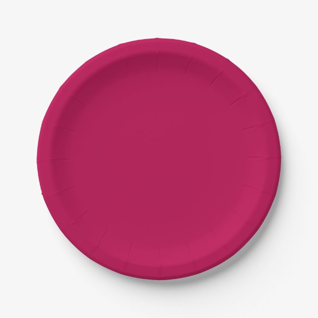 Magenta solid deep dark saturated      paper plate (Front)
