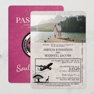 Magenta South Africa Passport Wedding Invitation