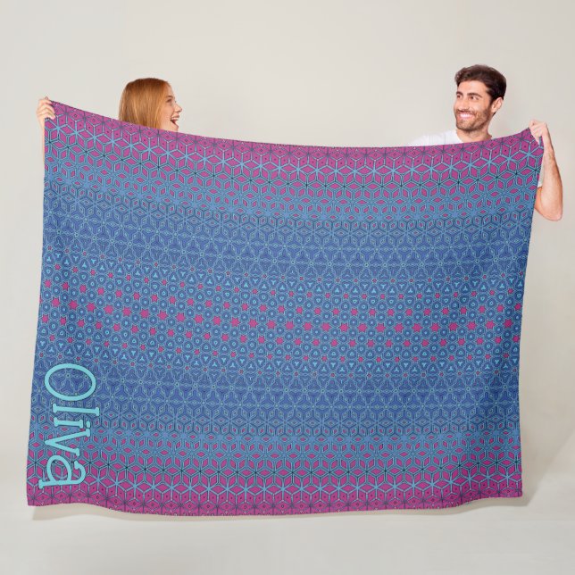 Magenta Star Metamorphic  Fleece Blanket (In Situ)