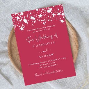 Magenta stars luxury wedding invitation