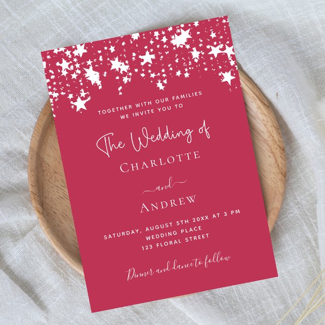 Magenta stars luxury wedding invitation (Creator Uploaded)