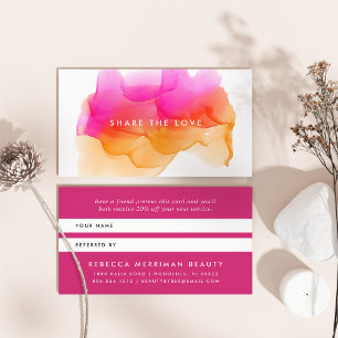 Magenta Sunset Watercolor Blot Referral Card