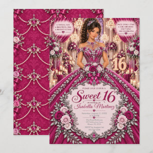 Magenta Sweet 16 Celebration Invitation