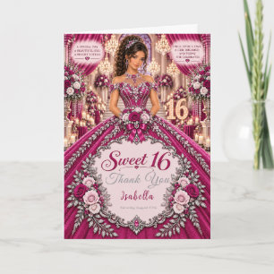 Magenta Sweet 16 Celebration Thank You Card