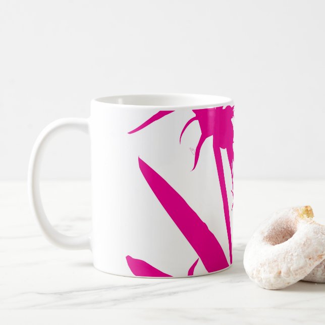 MAGENTA - Tazon with Flower of Paradise in fuchsia Coffee Mug (With Donut)