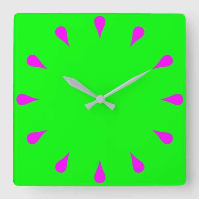 Magenta teardrops square wall clock (Front)