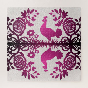 Magenta Thanksgiving Turkey Floral Jigsaw Puzzle