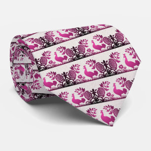 Magenta Thanksgiving Turkey Floral Neck Tie