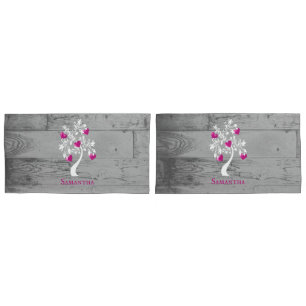Magenta Tree of Hearts Personalised Pillow Case