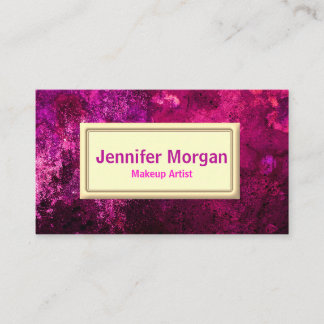 Magenta Trendy Modern Abstract Gold Makeup Artist Business Card