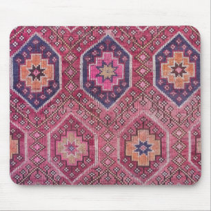 Magenta Tribal Geometric Rug Mouse Pad