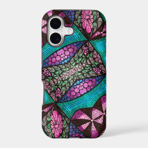 Magenta Turquoise Black Purple 80s Micro Doodle