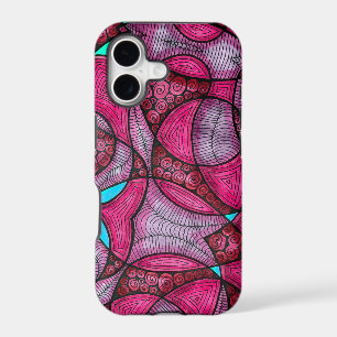 Magenta Turquoise Black Purple 80s Retro Doodle 