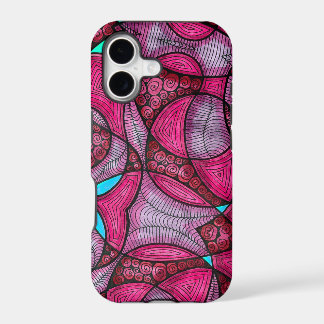 Magenta Turquoise Black Purple 80s Retro Doodle