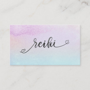 *~* Magenta Turquoise Mint Black Glitter REIKI Business Card