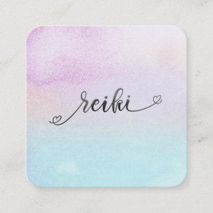 *~* Magenta Turquoise Mint Black Glitter REIKI Square Business Card