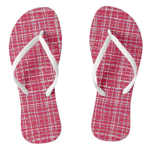 Magenta Twisted Plaid Flip Flops