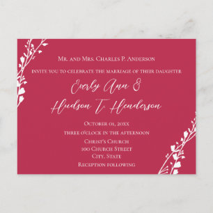 Magenta Two Become One Christian Wedding  Invitation Postcard